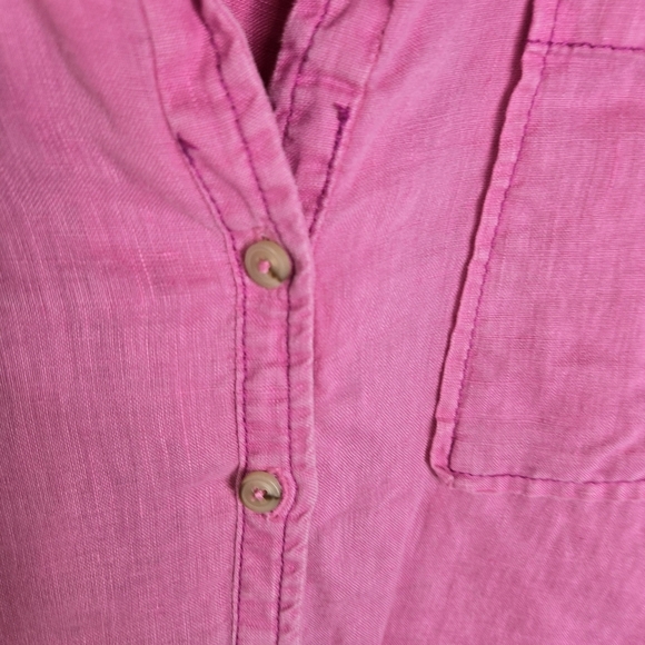 Anthropologie Maeve Pink Linen Button Down Oversized Shirt - Picture 12 of 13
